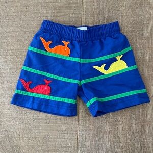 Florence Eiseman Blue Shorts with Colorful Whales